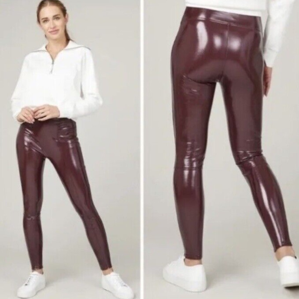 Spanx Patent Faux Leather Leggings Pants - Ruby red new with tags multiple sizes